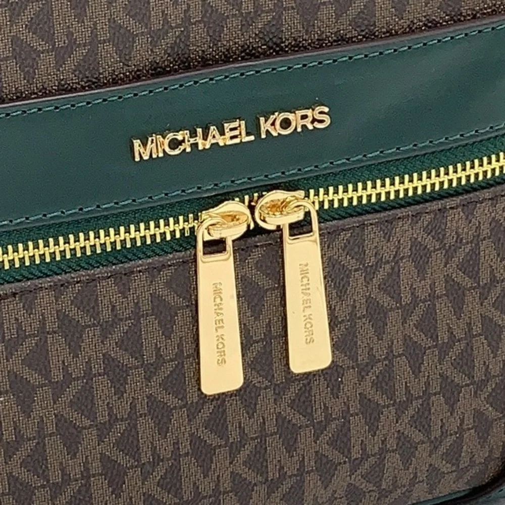 MICHAEL KORS KENLY MEDIUM BACKPACK Racing Green/ Brown signature color